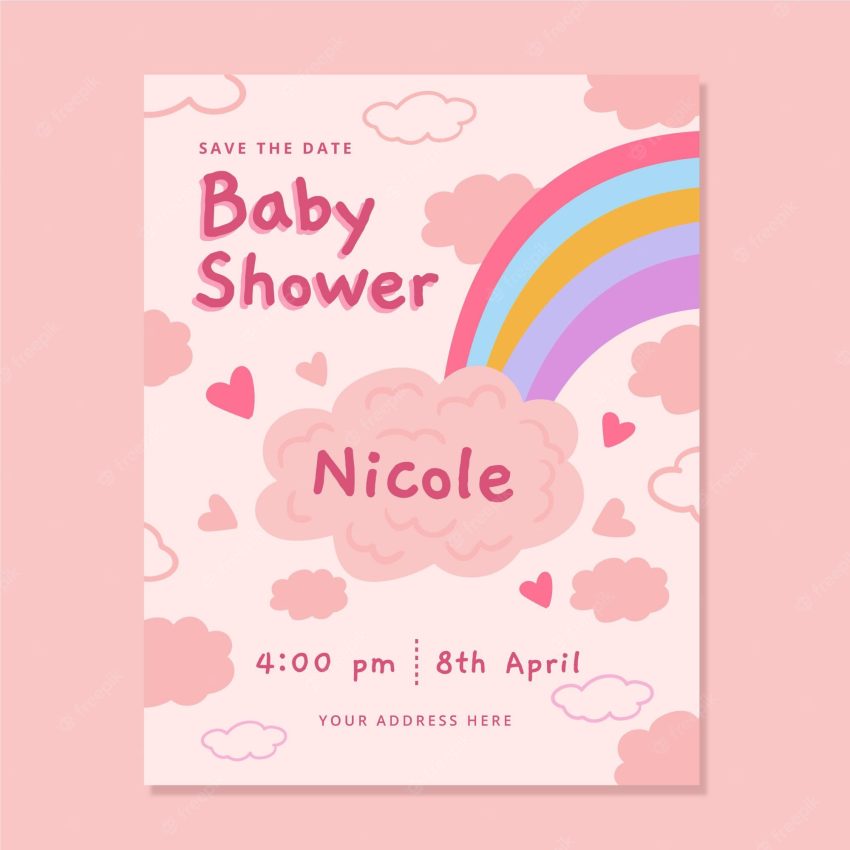 Hand drawn chuva de amor baby shower invitation template