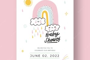 Hand drawn chuva de amor baby shower invitation