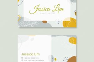 Hand drawn flat abstract shapes business card template