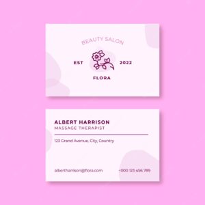 Hand-drawn flora beauty salon business card