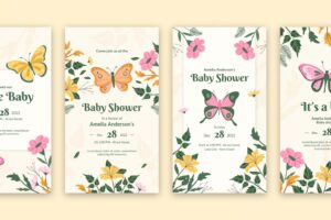 Hand drawn floral baby shower instagram stories