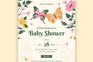 Hand drawn floral baby shower poster
