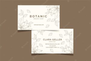 Hand-drawn floral business card template