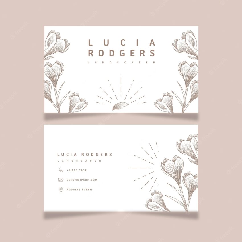 Hand drawn floral company card template