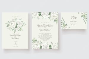 Hand drawn floral lily and roses card template