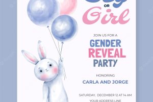 Hand drawn gender reveal invitation