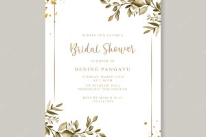 Hand drawn watercolor leaves for bridal shower template