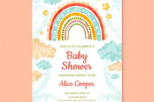 Hand painted baby shower card template
