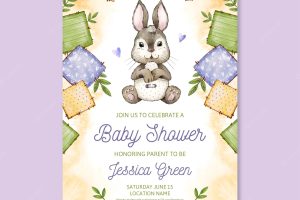 Hand painted baby shower invitation