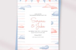 Hand painted watercolor gender reveal invitation