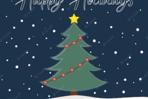 Happy holidays christmas tree background vector design card