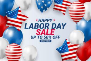 Happy usa labor day sale poster background. vector illustration