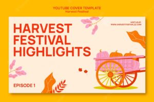 Harvest festival youtube cover template with vegetables