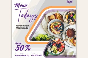 Healthy drink and food menu promotion social media post banner template