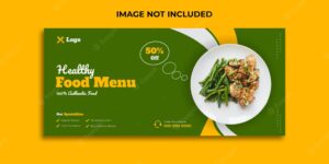 Healthy food menu facebook cover or social media cover promotion banner template
