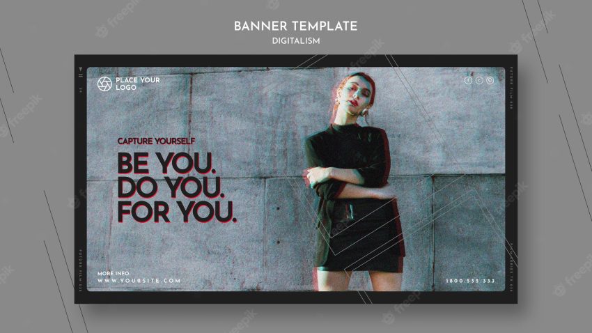 Horizontal banner template for capture yourself theme