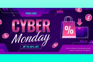 Horizontal banner template for cyber monday sale