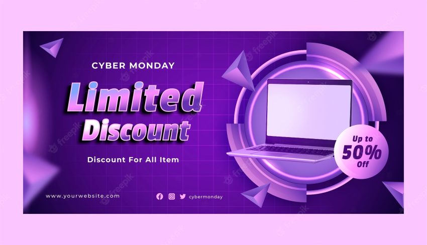 Horizontal banner template for cyber monday sale