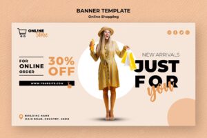 Horizontal banner template for online fashion sale
