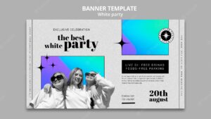 Horizontal banner template for white party