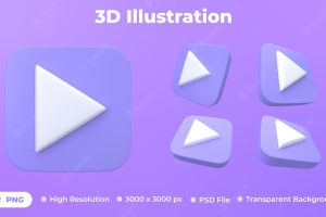 Illustration of 3d play button set