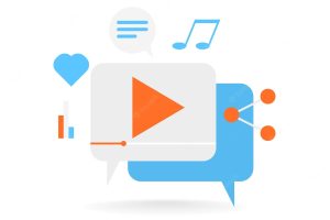 Illustration of streaming video chat suitable for landing page flyers infographics and other graphic related assetsvector