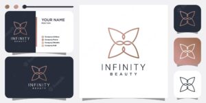 Infinity beauty logo design with creative line style premium vector