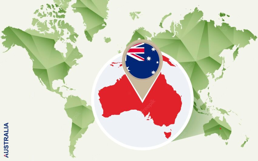 Infographic for australia detailed map of australia with flag