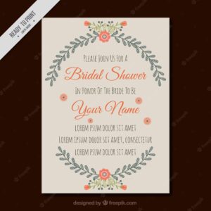 Invitation template for bridal shower with pretty flowers