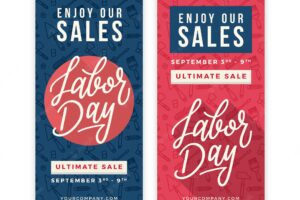 Labor day sale banners in flat style