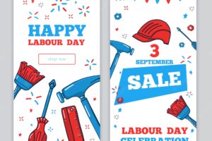 Labor day sale banners with tools