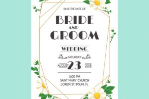 Lat design of wedding invitation template