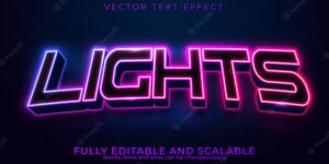 Lights gaming editable text effect, glow and neon text style