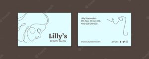 Linear hand-drawn lilly's beauty salon business card
