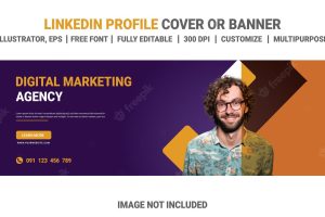 Linkedin gradient profile banner or facebook cover vector template