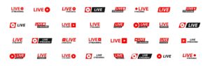 Live streaming icon set live stream video broadcasting icons