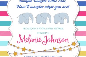 Lovely baby shower card with elephant toy