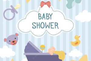Lovely baby shower composition with flat design