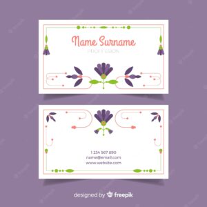 Lovely floral business card with flat design