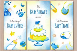 Lovely watercolor baby shower card collection
