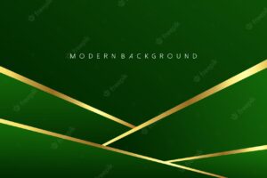 Luxury abstract geometric background with green overlay and gold stripes vector illustration