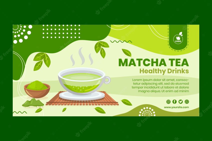 Matcha tea banner template