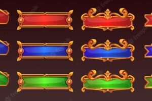 Medieval game frames or buttons menu elements