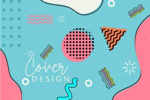 Memphisstyle wavepatterned banner design cheerful and funny cover design