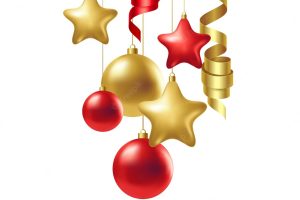Merry christmas card with gold and red balls. vector illustration eps10