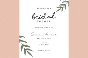 Minimalist template bridal shower invitation design