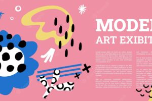 Modern art exhibition banner invitation to expo