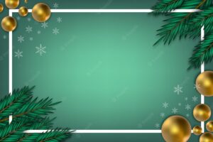 Modern christmas background with leaf and golden ball