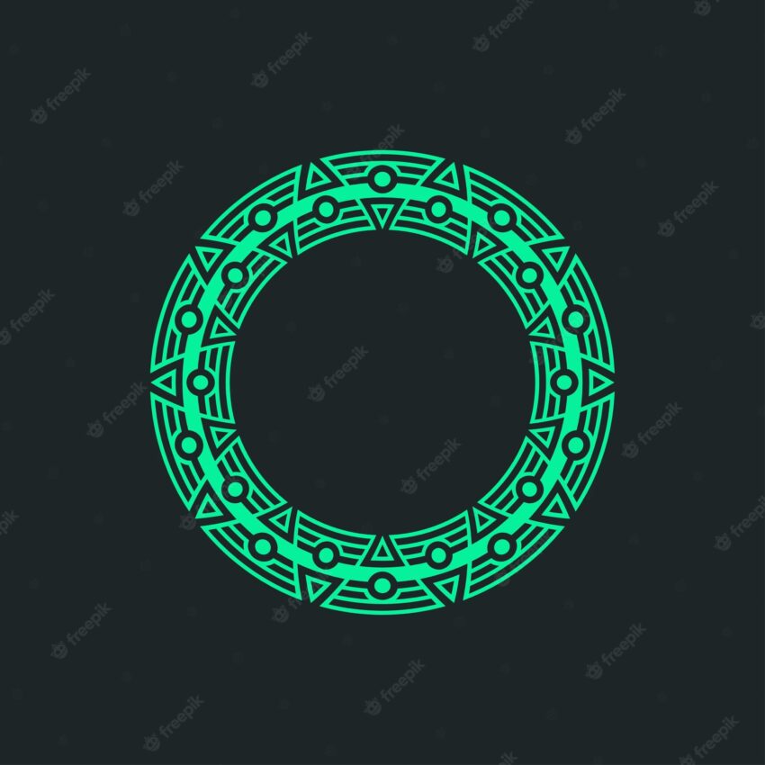 Modern elegant green circle futuristic pattern frame