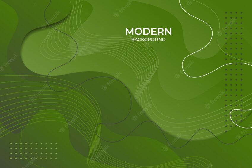 Modern green fluid gradient background with curvy shapes free vector